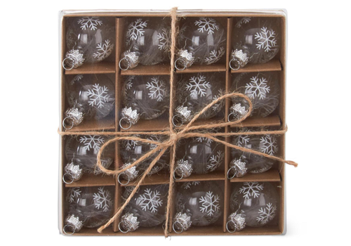  K & K Interiors Inc 1" Clear Snowflake Glass Ornaments Box of 16 