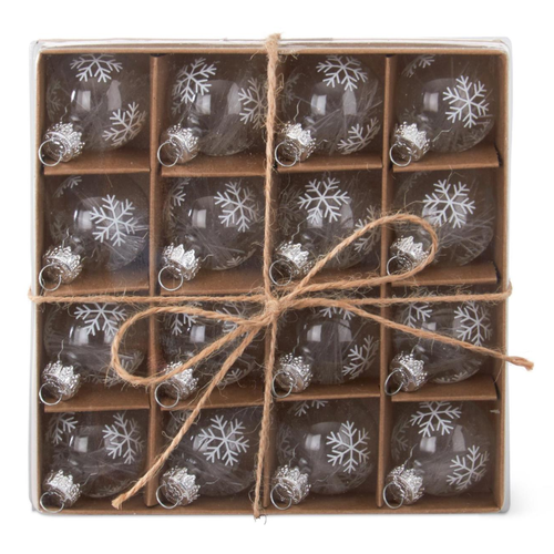  K & K Interiors Inc 1" Clear Snowflake Glass Ornaments Box of 16 