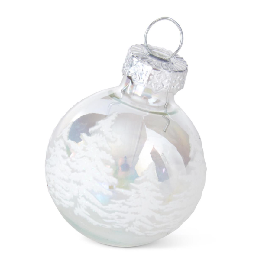 1" Clear Iridescent Tree Glass Ornaments Box of 16