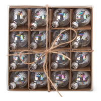 1" Clear Iridescent Tree Glass Ornaments Box of 16