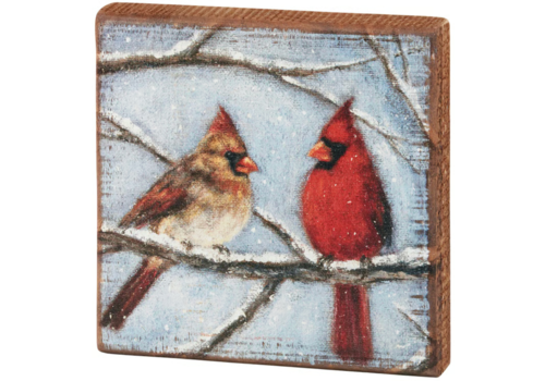  Primitives by Kathy Cardinal Couple Block Sign 