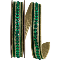 5/8" Jeweled Velvet Dupioni Backed Wired Edge - Hunter (PER YD)