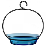 Recycled Glass 9.75" Aqua Bowl Bird Bath / Feeder
