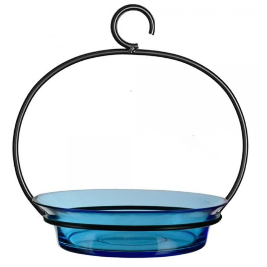 Recycled Glass 9.75" Aqua Bowl Bird Bath / Feeder