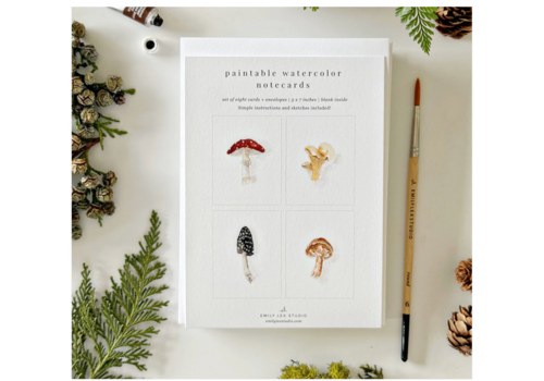  emily lex studio Mushrooms Paintable Notecards 