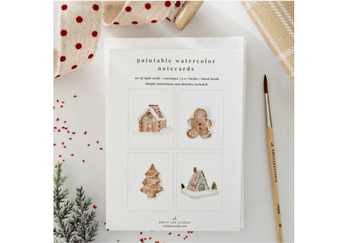  emily lex studio Gingerbread Paintable Notecards 
