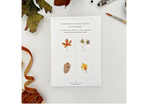  emily lex studio Fall Leaves Paintable Notecards 