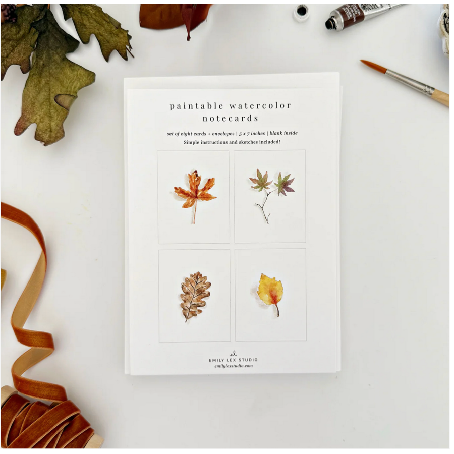 Fall Leaves Paintable Notecards