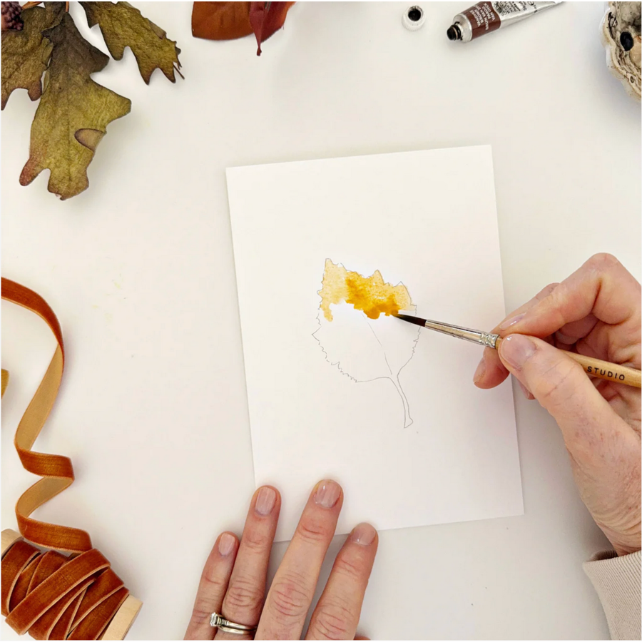 Fall Leaves Paintable Notecards