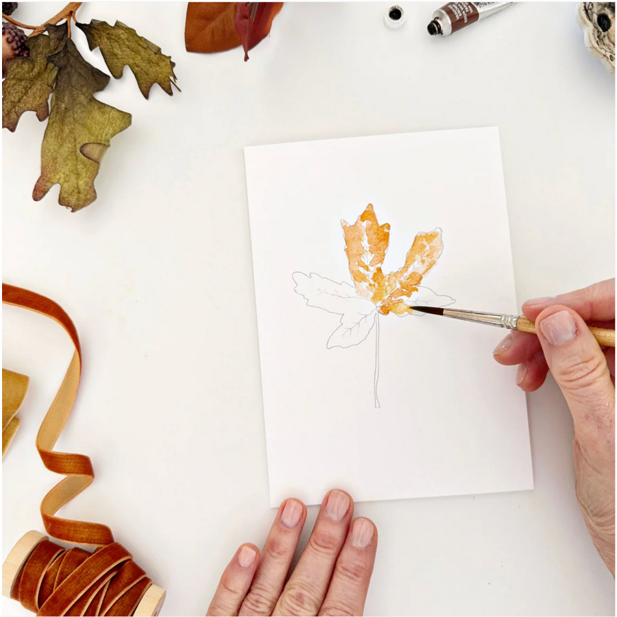 Fall Leaves Paintable Notecards