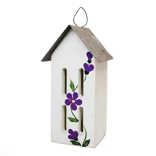  Bird Yard Direct Amish Made Butterfly House with Flowers White 
