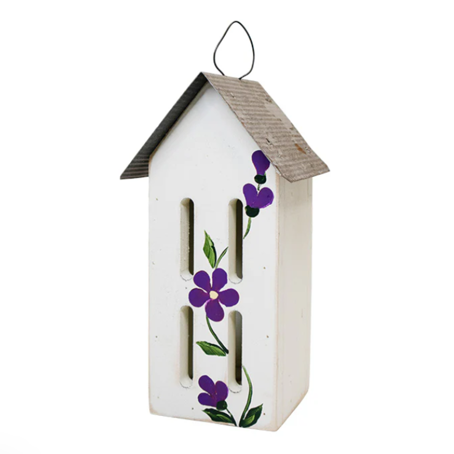 Amish Made Butterfly House with Flowers White