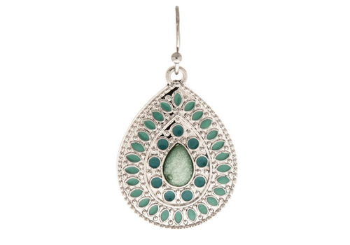  Rain Jewelry Collection Silver Teal Ornate Teardrop Earrings 