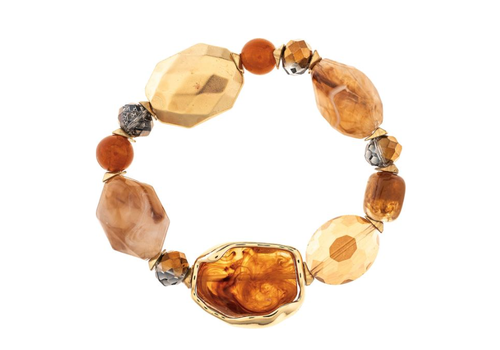 Rain Jewelry Collection Gold Brown Baubles & Glass Beads Bracelet 