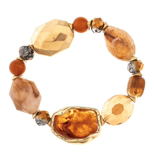  Rain Jewelry Collection Gold Brown Baubles & Glass Beads Bracelet 