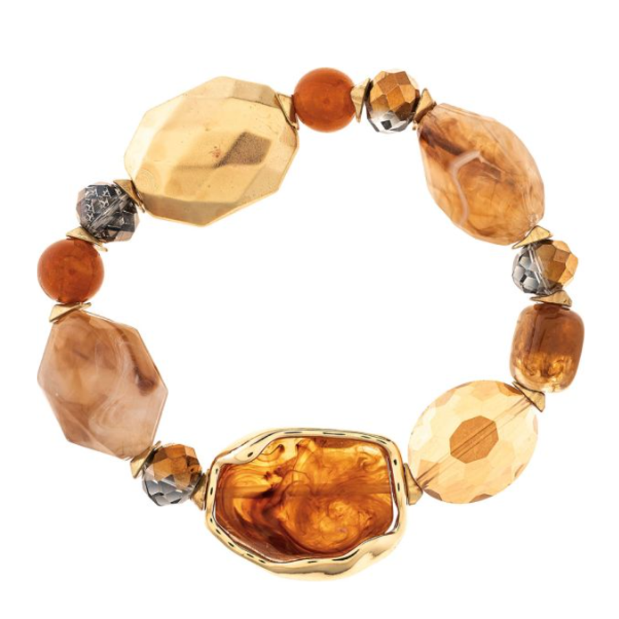 Gold Brown Baubles & Glass Beads Bracelet