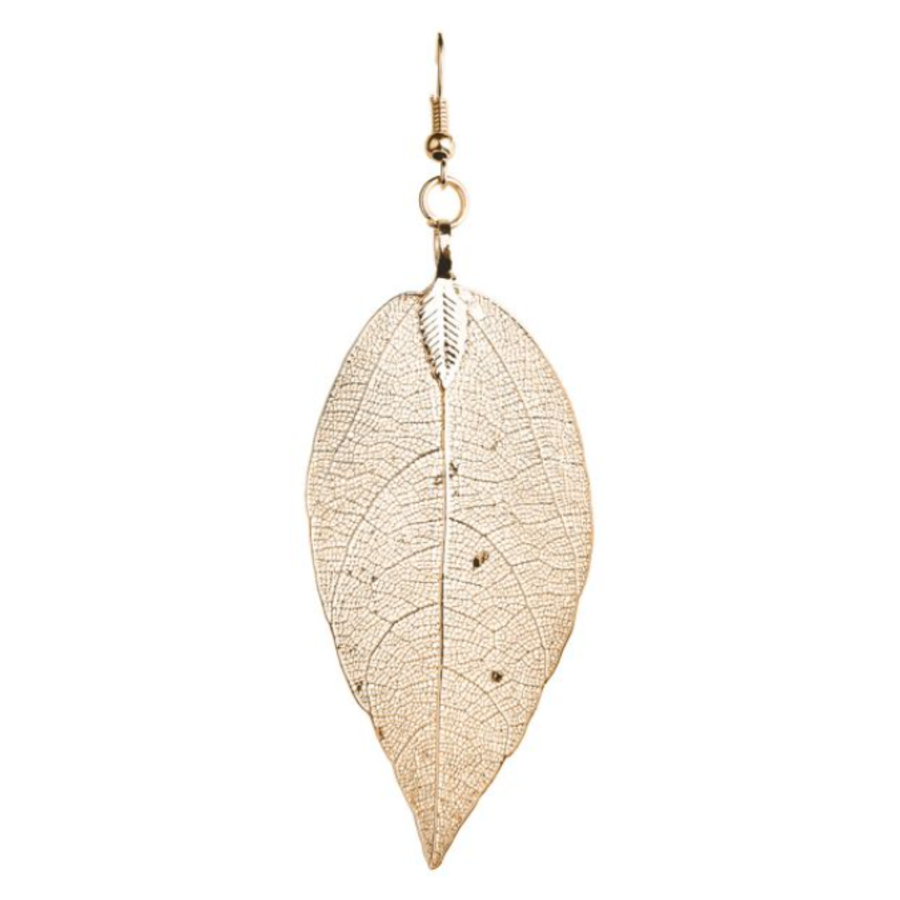 Gold Natural Leaf Earrings