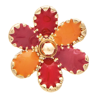Gold Orange Mix Flower Post Earrings