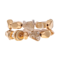 Gold Natural Chunky Gems 2 Piece Bracelet
