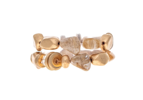  Rain Jewelry Collection Gold Natural Chunky Gems 2 Piece Bracelet 