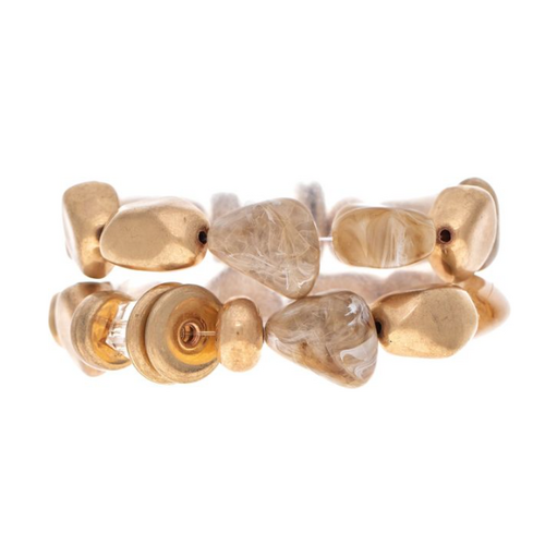  Rain Jewelry Collection Gold Natural Chunky Gems 2 Piece Bracelet 