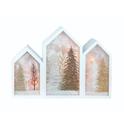  Stony Creek Winter Wonderland Pre-Lit 3 Panel Glass 