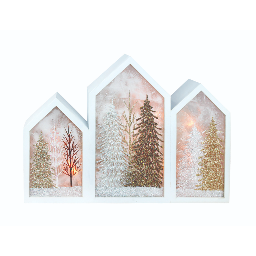 Winter Wonderland Pre-Lit 3 Panel Glass