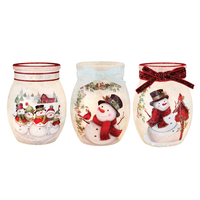 Happy Snowman Pre-Lit Small Jar with Ribbon