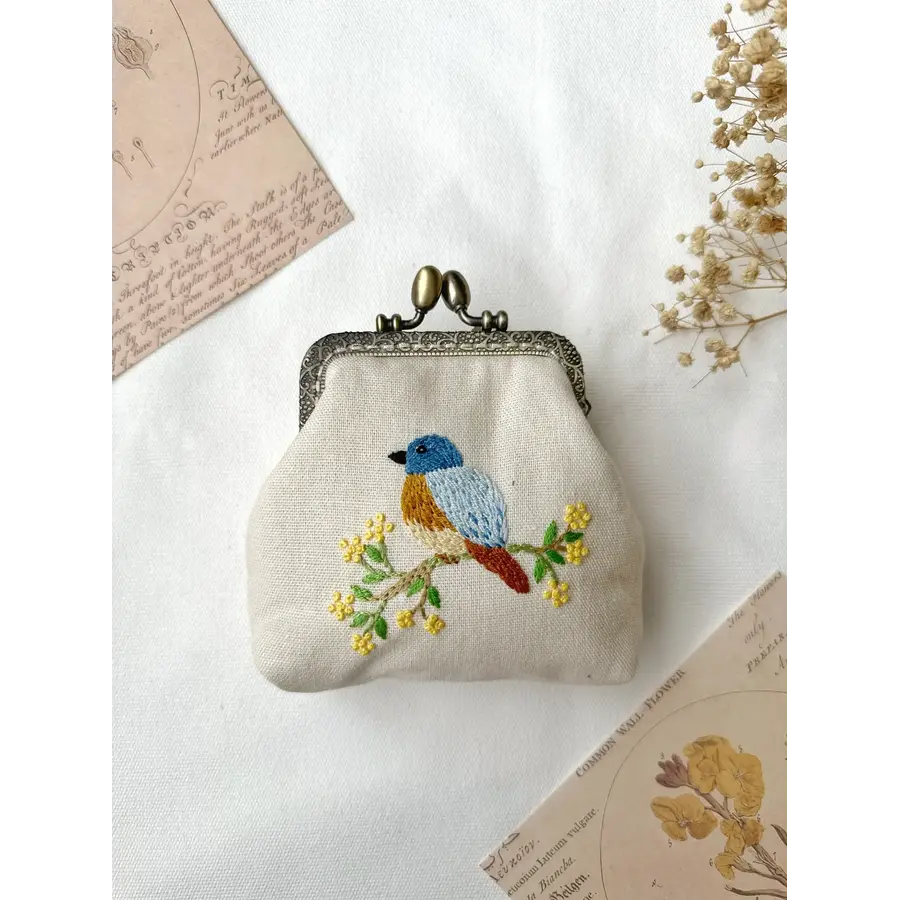 Bird Embroidered Coin Purse