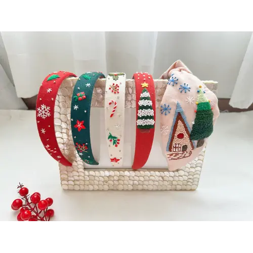  Quince Fables Christmas Embroidered Headband 