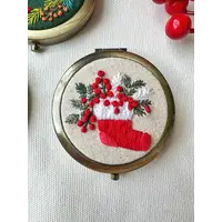 Floral Embroidered Compact Mirror