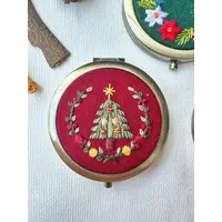 Floral Embroidered Compact Mirror