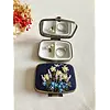 Quince Fables Floral Embroidered Rectangle Mini Jewelry Box with Mirror