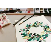 Holly Wreath Watercolor Painting Kit