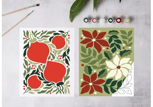 Cate Paper Co. Holiday Blooms Paint-By-Numbers Kit 