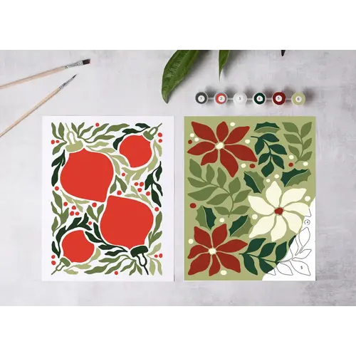  Cate Paper Co. Holiday Blooms Paint-By-Numbers Kit 