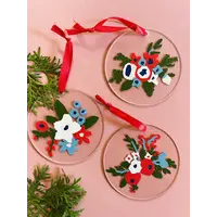 Painted Holiday Floral Ornaments Paint-By-Number Kit
