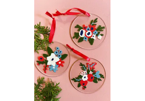  Cate Paper Co. Painted Holiday Floral Ornaments Paint-By-Number Kit 