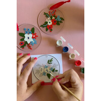 Painted Holiday Floral Ornaments Paint-By-Number Kit