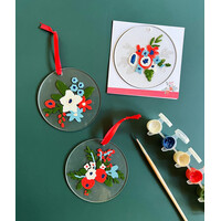 Painted Holiday Floral Ornaments Paint-By-Number Kit