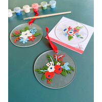 Painted Holiday Floral Ornaments Paint-By-Number Kit