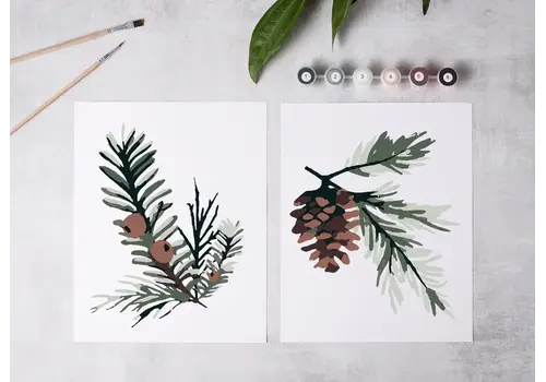  Cate Paper Co. Winter Greenery Paint-By-Numbers Kit 