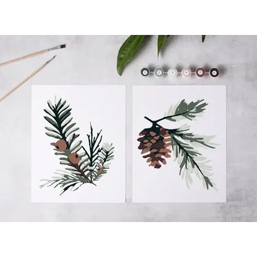  Cate Paper Co. Winter Greenery Paint-By-Numbers Kit 