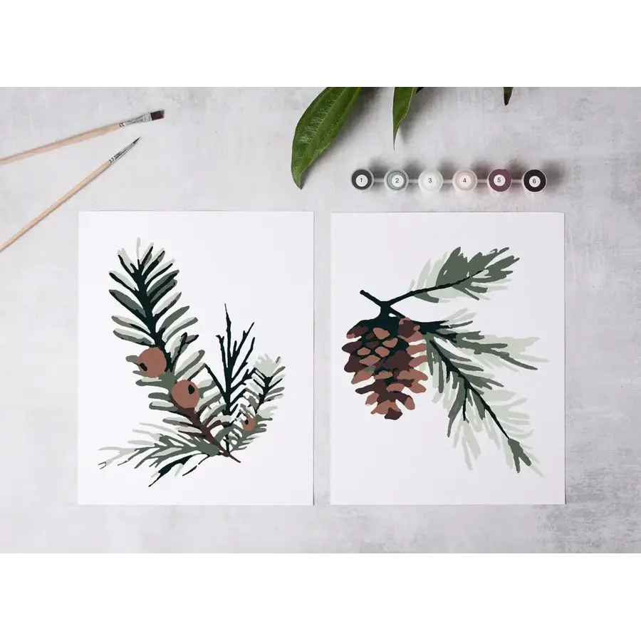Winter Greenery Paint-By-Numbers Kit