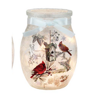 Winter Cardinals Pre-Lit Small Jar