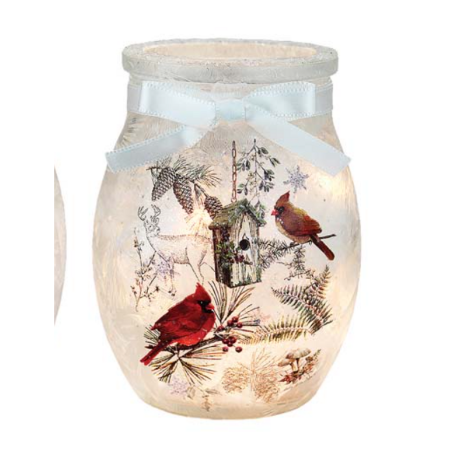 Winter Cardinals Pre-Lit Small Jar