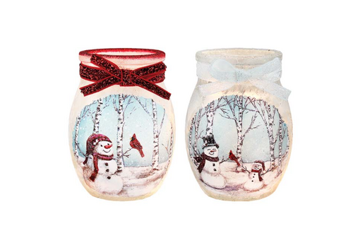  Stony Creek Joyful Snowman Pre-Lit Small Jar 