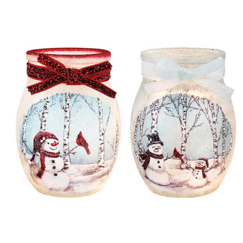  Stony Creek Joyful Snowman Pre-Lit Small Jar 