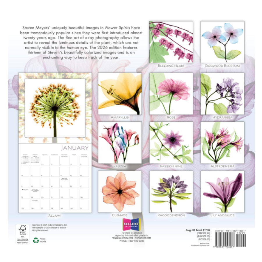 Flower Spirits 2026 Wall Calendar