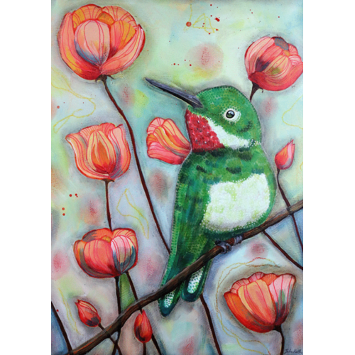  Artists to Watch Ruby Throated Hummingbird Blank Card 